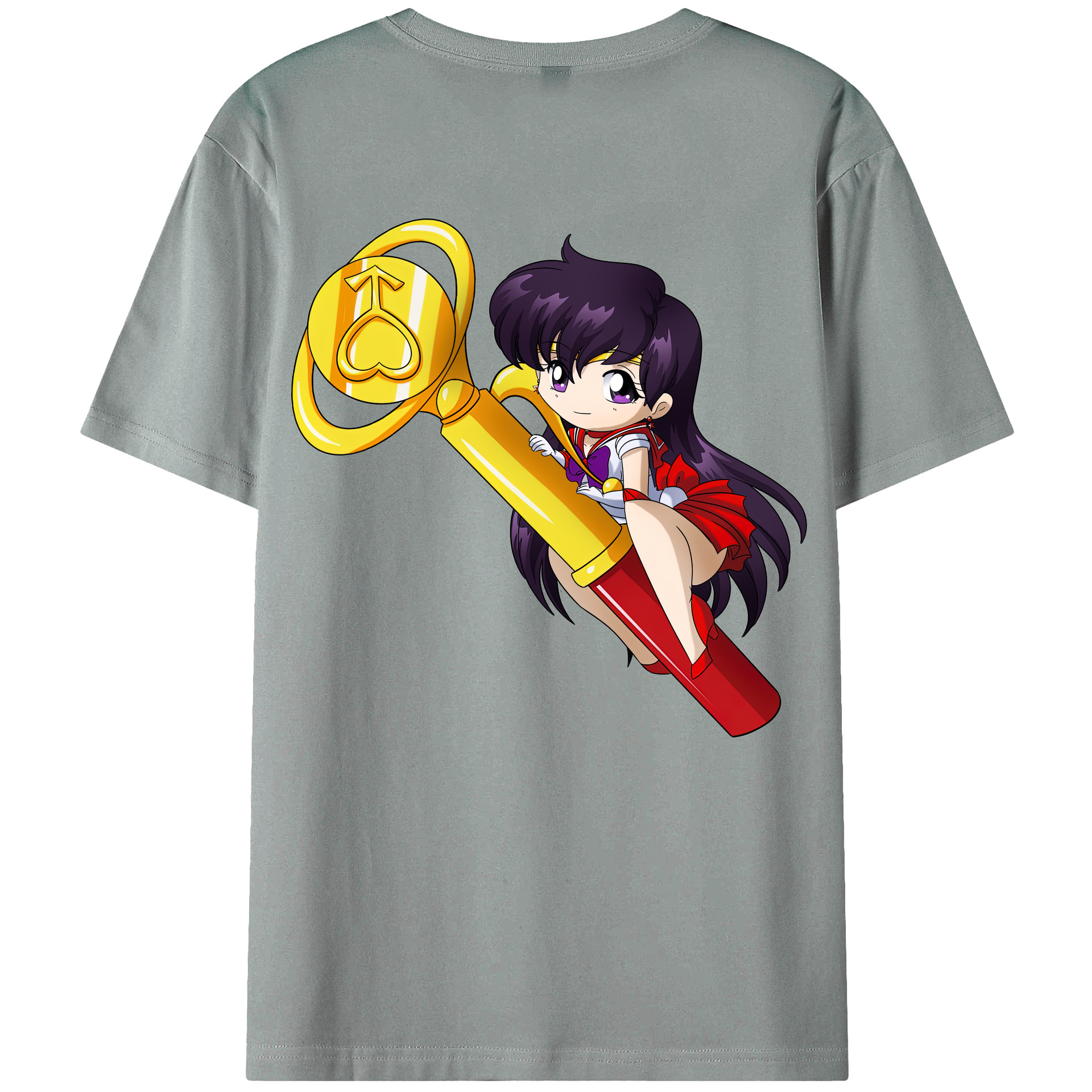 （画像用） 美少女戦士セーラームーン 火野レイ ひの レイ Sailor Moon Hino Rei （セーラーマーズ,Sailor Mars） 綿100％ メンズ半袖Tシャツ（バックプリント） 通気性
